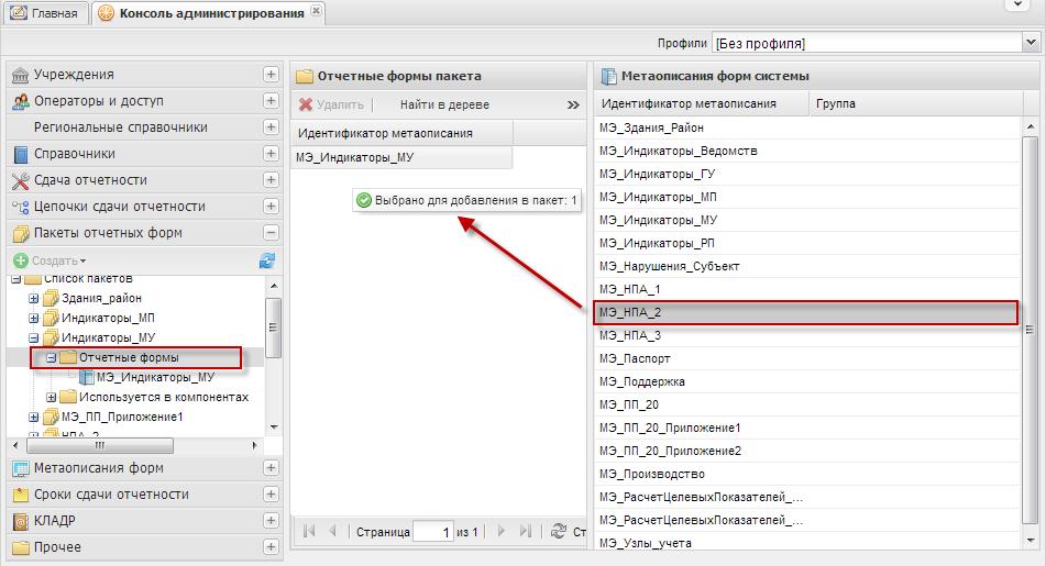Формирование элементов пакета отчетных форм