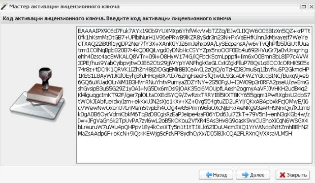 Окно «Мастер установки лицензионного ключа». Шаг 4