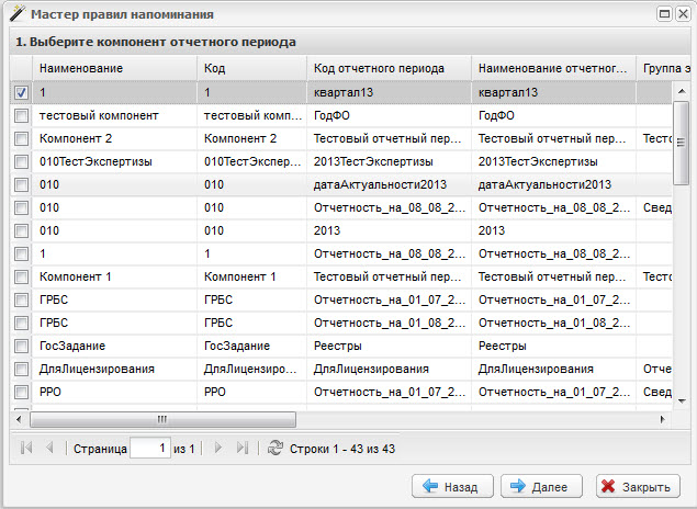 Окно «Мастер правил напоминания». Шаг 1