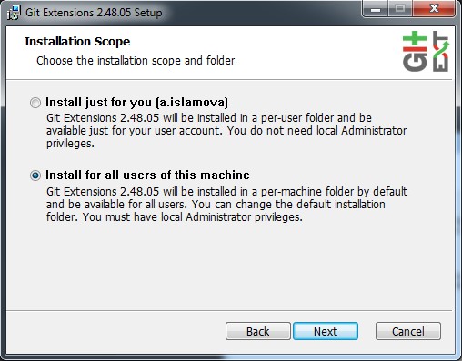 Установка «Git Extensions – 2.48.05». Шаг 2