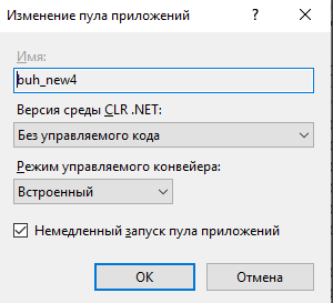 Окно данных пула приложений