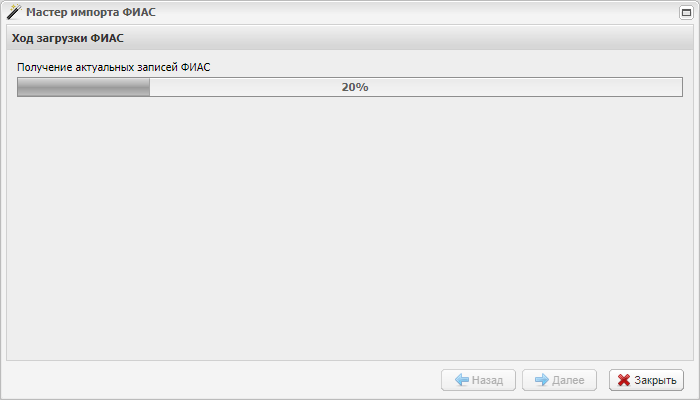 Окно «Мастер импорта ФИАС». Шаг 5